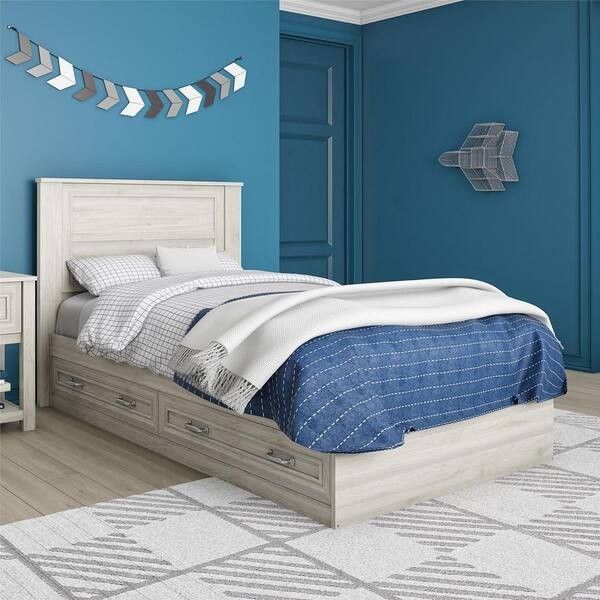 *Brand New* Sierra Ridge Levi Light Walnut Twin Bed with Storage Drawers