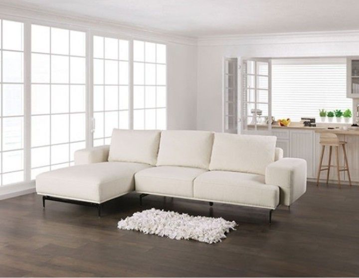 Brand New White Linen Modern Style Sectional Sofa