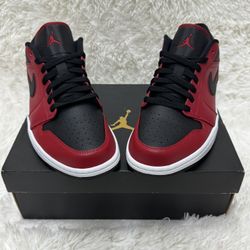 🔥 New Jordan 1 Low Reverse Bred 553558-605 Men’s Size 10.5 – Pebbled Swoosh, OG Box