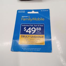 Walmart Family Mobile  50  Card