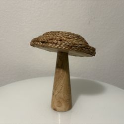 Mushroom Decor Woven Rope and Wood