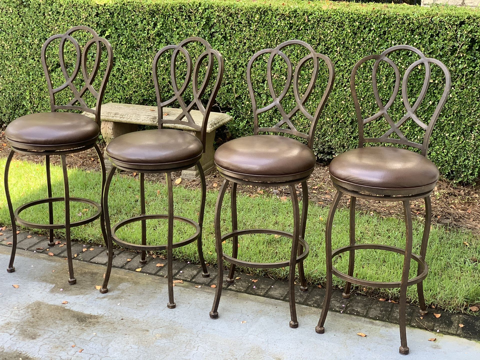 Leather Bar Stools - Matching Set of 4