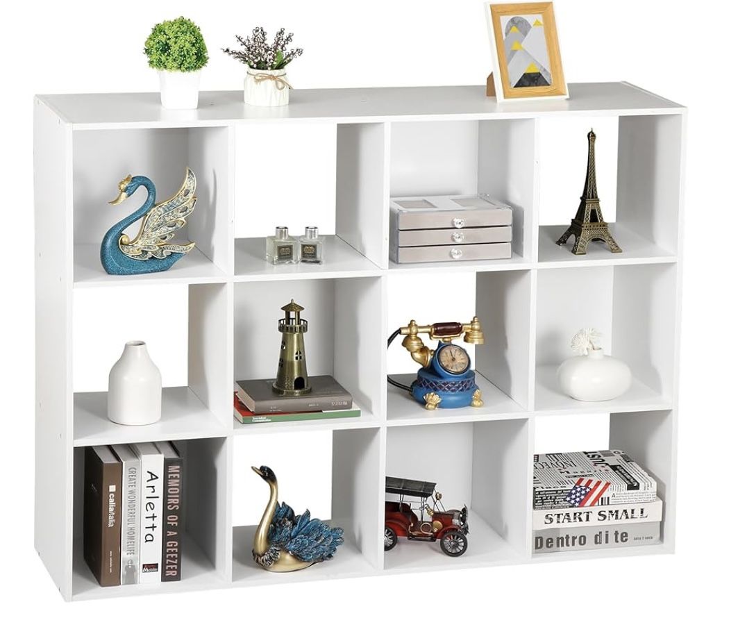 12-Cube Organizer Shelf - White, 47.2" W x 35.8" H x 11.6" D