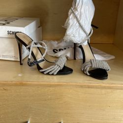 Schutz Jewell Crystal Black High Heels Size 7.5
