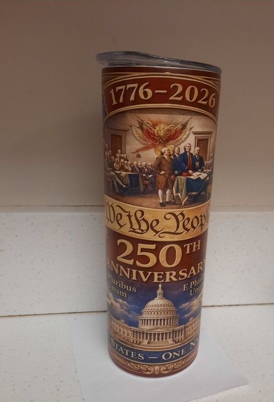 America 250. 20oz Coffee Tumbler with Straw