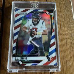 2024 PANINI PRIZM C. J. STROUD SP RED WHITE BLUE PRIZM CARD #111 HOUSTON TEXANS