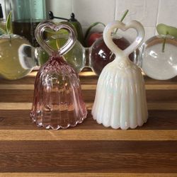Fenton Glassware | Pair Of Musical Depression Milk Glass Bells 