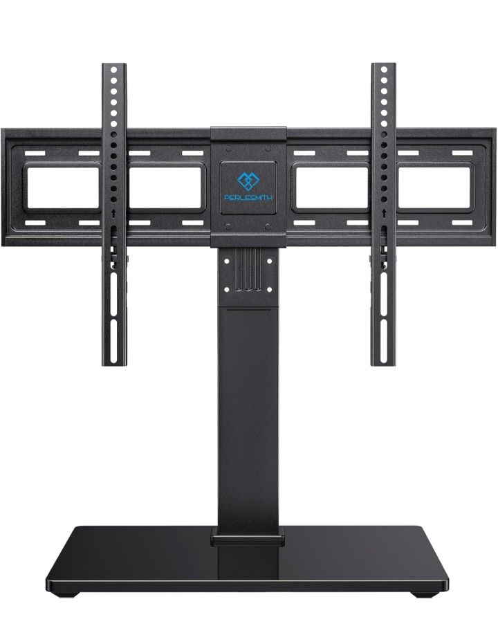 Universal Swivel TV Stand Base, Table Top TV Stand for 37-75 inch LCD LED TVs, Height Adjustable TV Mount Stand with Tempered Glass Base