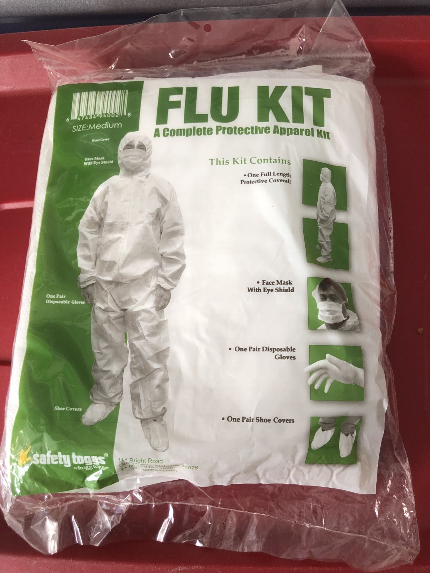 Flu kit, complete protective apparel kit, by safety toggs, size medium