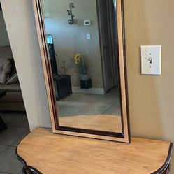 Furniture Entryway Table and Mirror Set/ Hall Console Table and Mirror  Mirror 18” x 38”. Table 31.5” w x 15” d x 30” tall