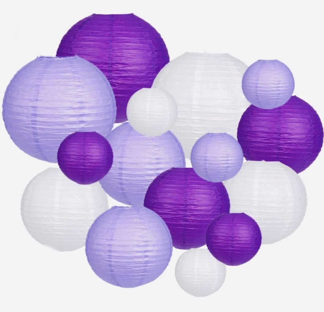 Lantern Purple, Lavender And White Decorations