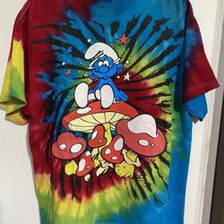 Smurfs Magic Mushroom Tye Dye Graphic Tee Shirt Size M