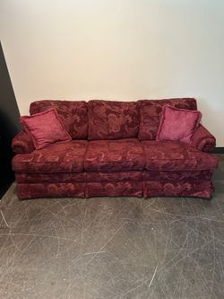 Drexel Heritage Burgundy Damask Sofa