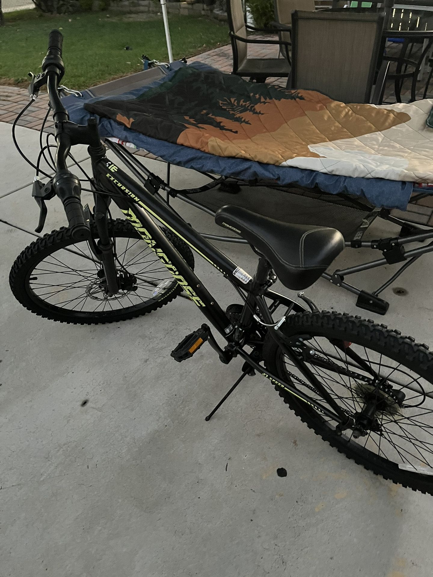 Mongoose Excursion Mountain Bike, 21 Speed, Black/Neon Green, In