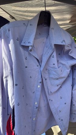 Light Blue Nautical Print Button-Down Shirt