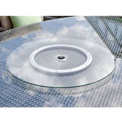 Tempered Glass Lazy Susan Rotating Turntable for Outdoor Umbrella Dining Table, 20in Round