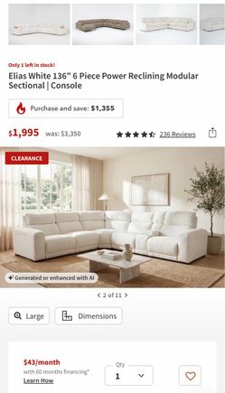 Living Spaces Beige power recliner sofa