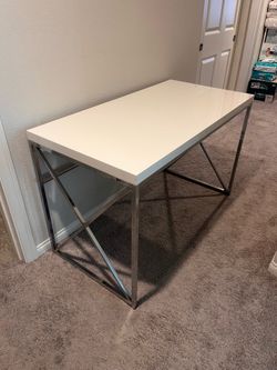High Gloss White and Chrome Desk