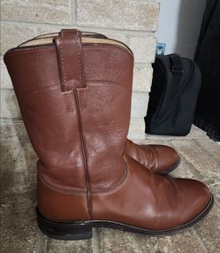 Boots Cowboy Roper Style 3802 in brown leather size 9 Men's
