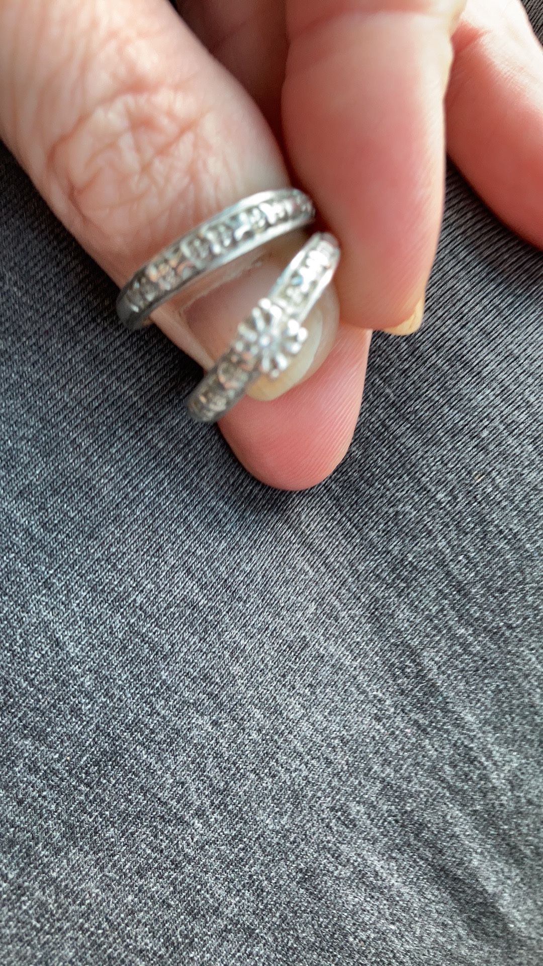 Engagement Ring / Wedding Band Set. Sterling Silver , Size 7 Woman’s