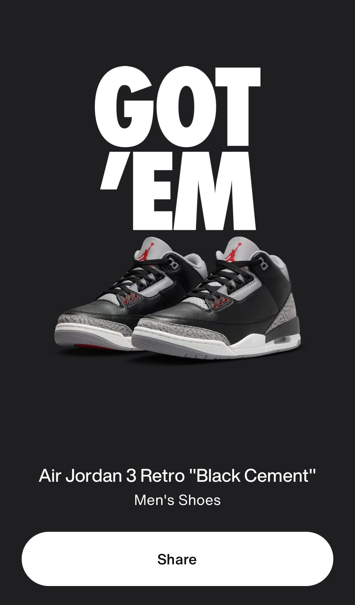 Jordan 3 Black Cement Size 11