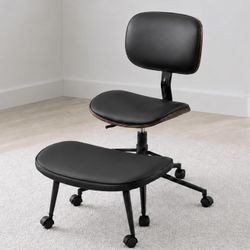 Brand New in box Cross-Legged Office Chair w/ Footrest – Black Ergonomic Swivel Chair