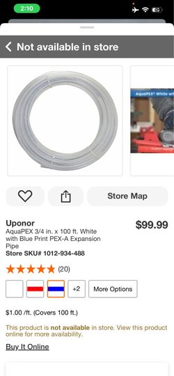 Uponor AquaPEX 3/4 in. × 100 ft. White with Blue or red Print PEX-A Expansion Pipe