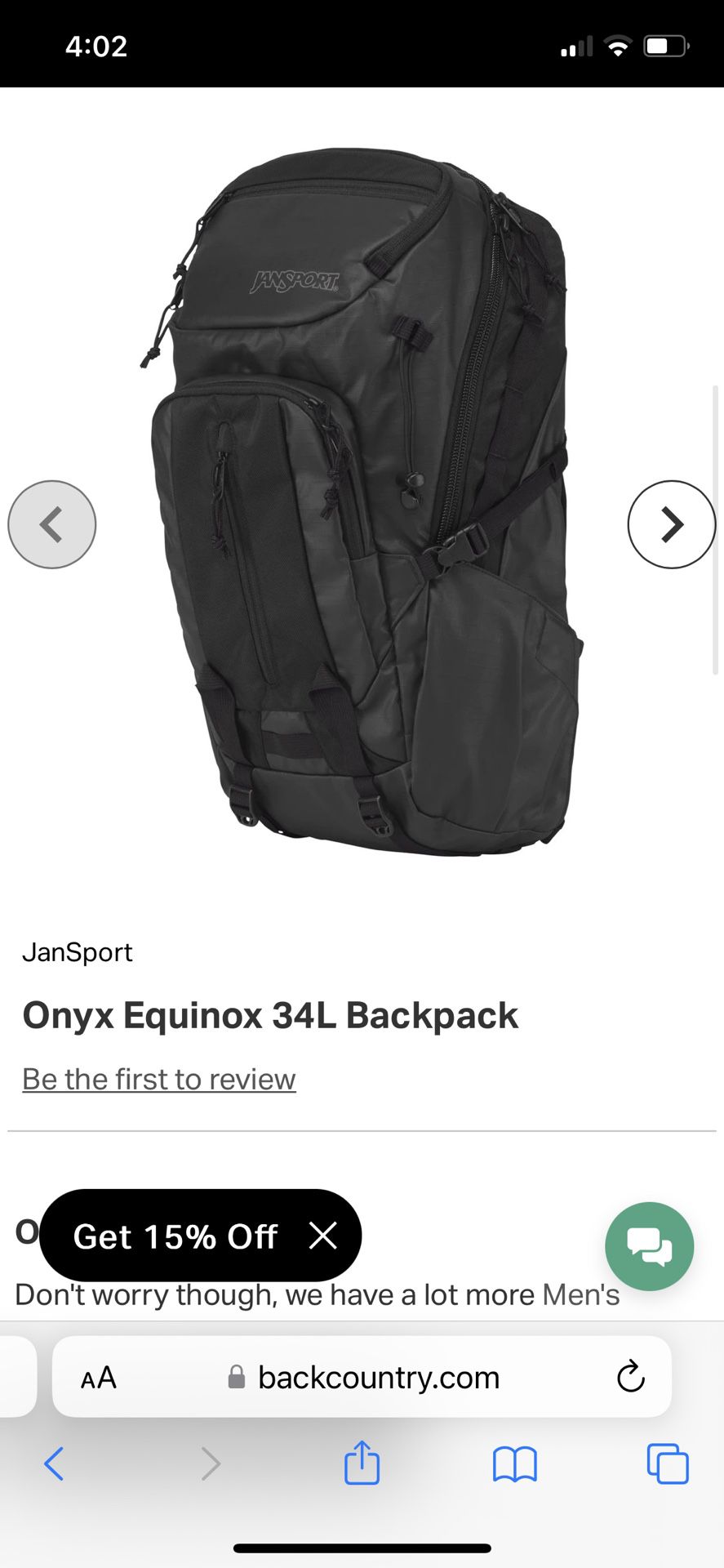 JanSport Onyx Equinox 34L Backpack