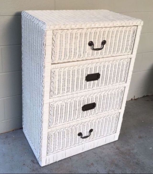 White wicker dresser