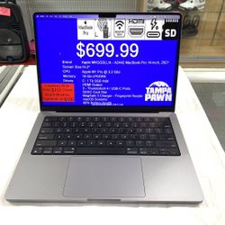 Apple MKGQ3LL/A – A2442 MacBook Pro 14-inch, 2021 macOS Sonoma 14.2” Apple M1 Pro @ 3.2 Ghz, 16 Gb LPDDR5, 1 Tb SSD Hdd with MagSafe Ch TPW015755
