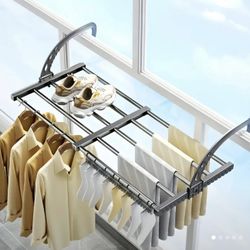 Adjustable Outdoor Clothes Drying Rack, Space-Saving Balcony Garden Hanger, Space-Saving Storage Organizer, Ideal Home Gift, Plastic Material, Drying 
