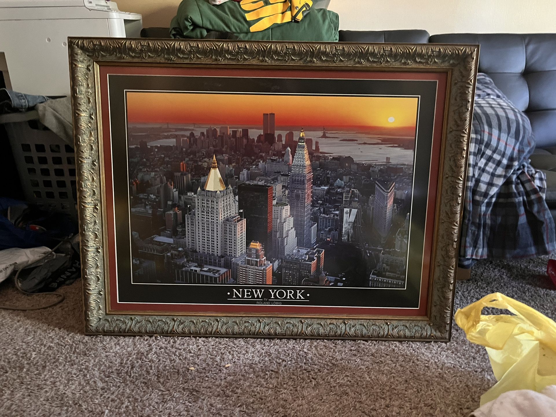 Large Beautifully Framed And Matted Picture Of New York City