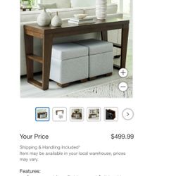 Elena Sofa Table & Two Ottomans