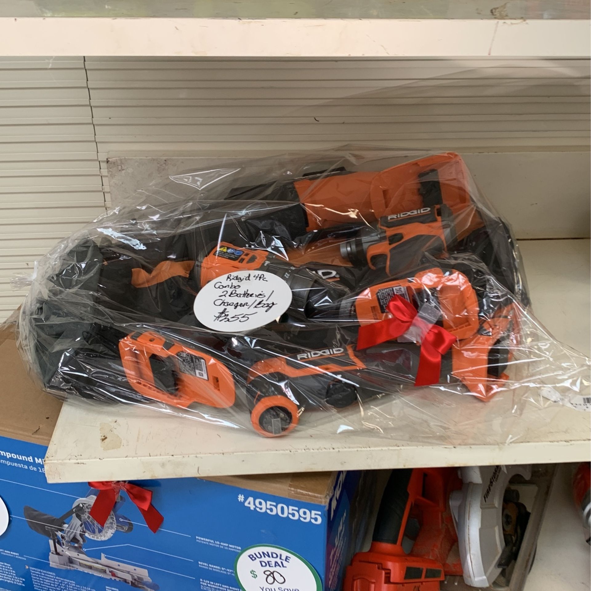 Ridgid 4 Pc Cordless Combo Drill Driver Sawzall Rotary Tool 2 Batteries Charger Bag