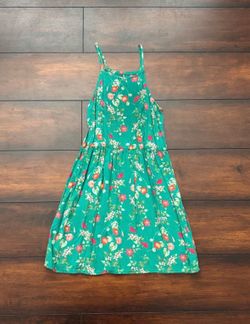 Little Girls Clothes Old Navy Green Floral Dress 6-7 Fits 6T - 7T