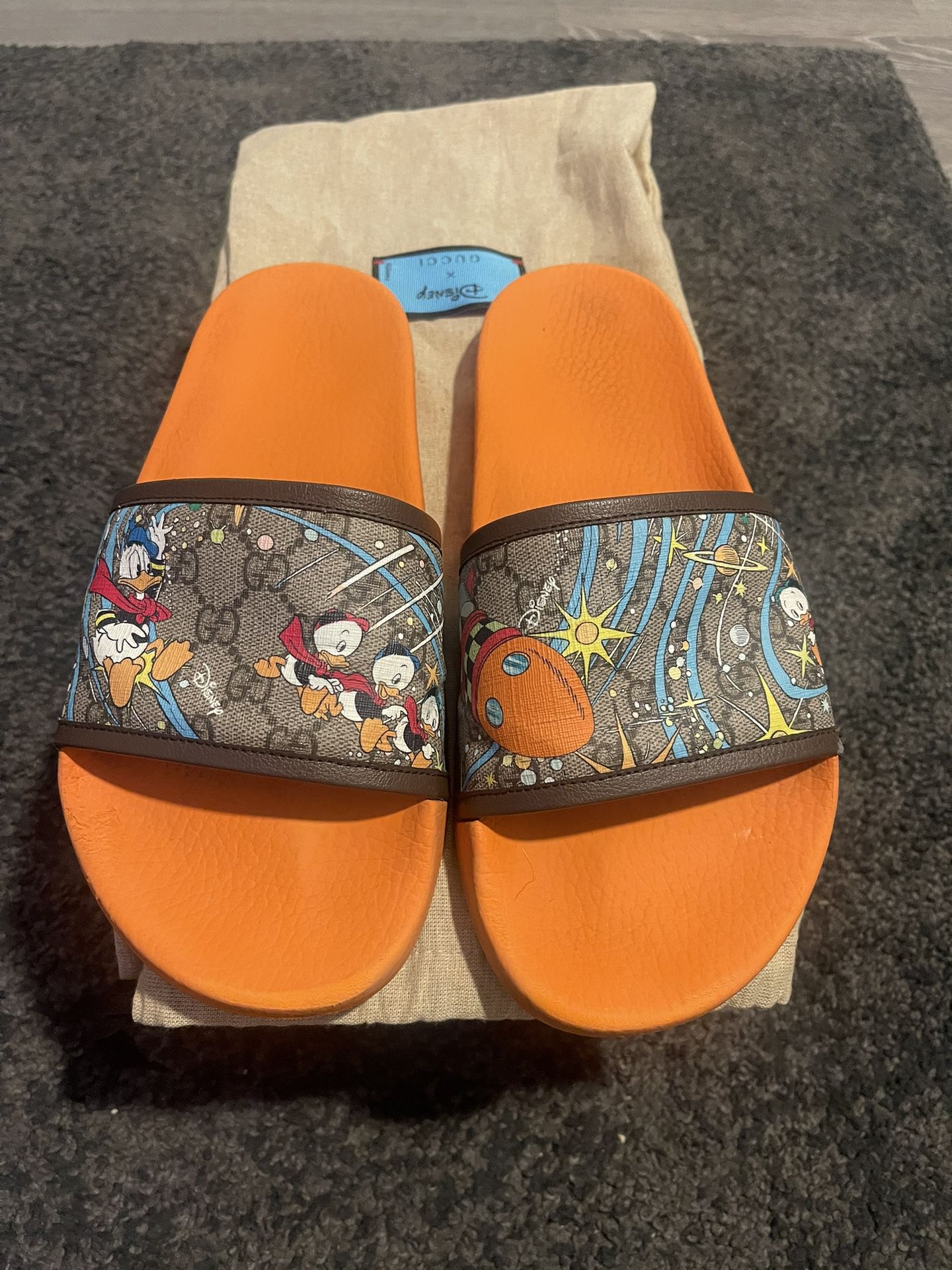 Gucci GG Men's x Disney Pursuit Donald Duck Slides Sandals Slippers for  Sale in Orlando, FL - OfferUp