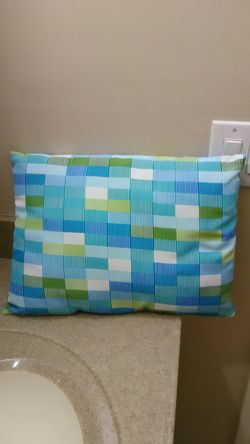 Brand New Beautiful Blue, Greens & White Pillow 18 X 13