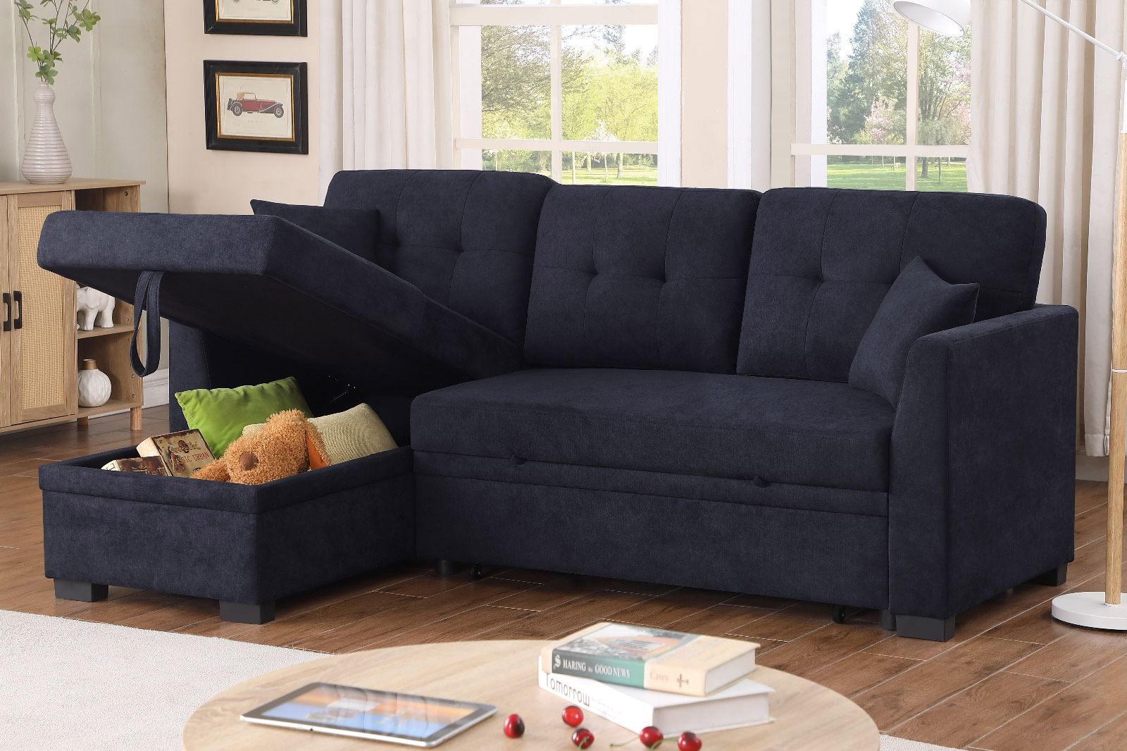 New! Reversible Sectional Sofa Bed, Sofabed, Small Sectional Sofabed, Small Living Room Sectional, Sofabed, Sleeper Sofa, Couch