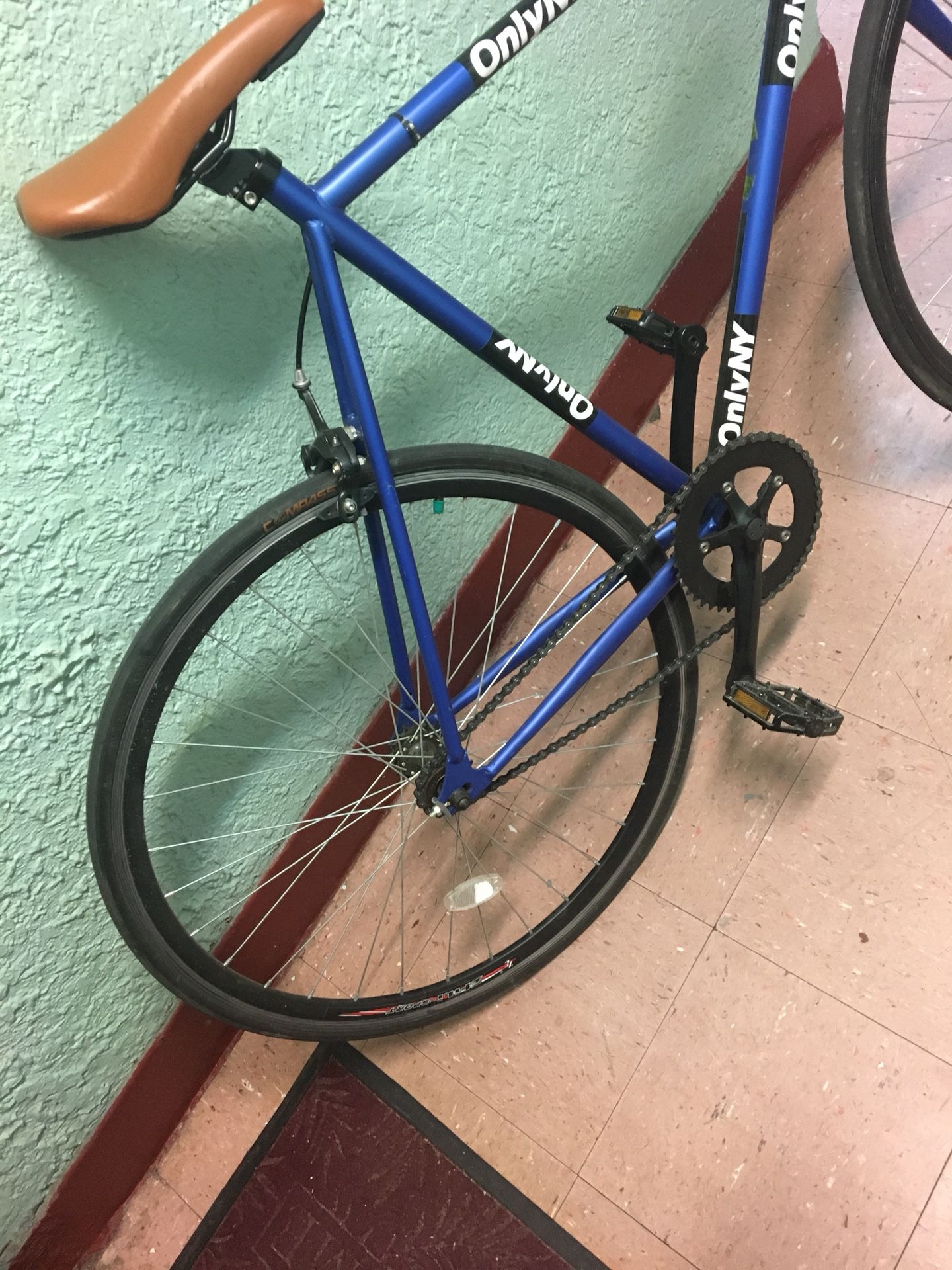 Blue fix gear bike
