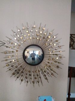 35" sunburst convex wall mirror