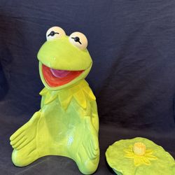 Vintage Kermit the Frog Cookie Jar Treasure Craft Jim Henson Disney Muppets