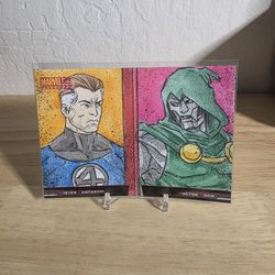 Marvel Annual Battle Booklets Sketch Card Mister Fantastic/Dr Doom 