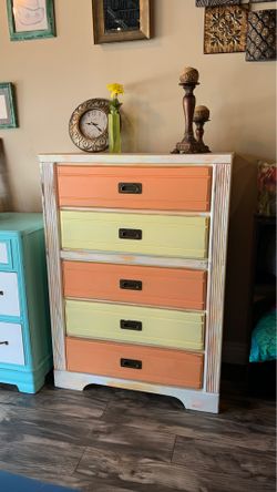 Shabby chic, refinished, antique dresser/dovetail