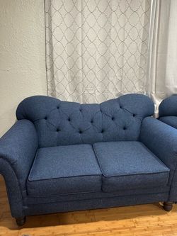 Blue love seat couch
