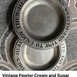 Vintage Pewter Cream and Sugar Set... BALTH LOVE AND for each $5