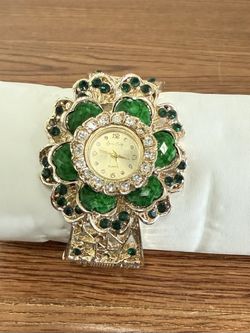 Shamrock Rhinestone Cuff Band Watch