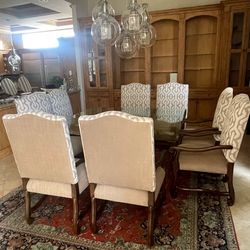 Dining room table set with tick glass