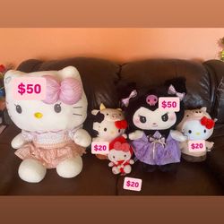 Hello Kitty And kuromi plushies