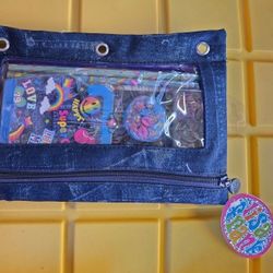 Vintage Collectible Frank Denim 3 Ring Binder Pencil Pouch