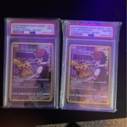 Two Full art Pikachu Psa 10 Psa 9